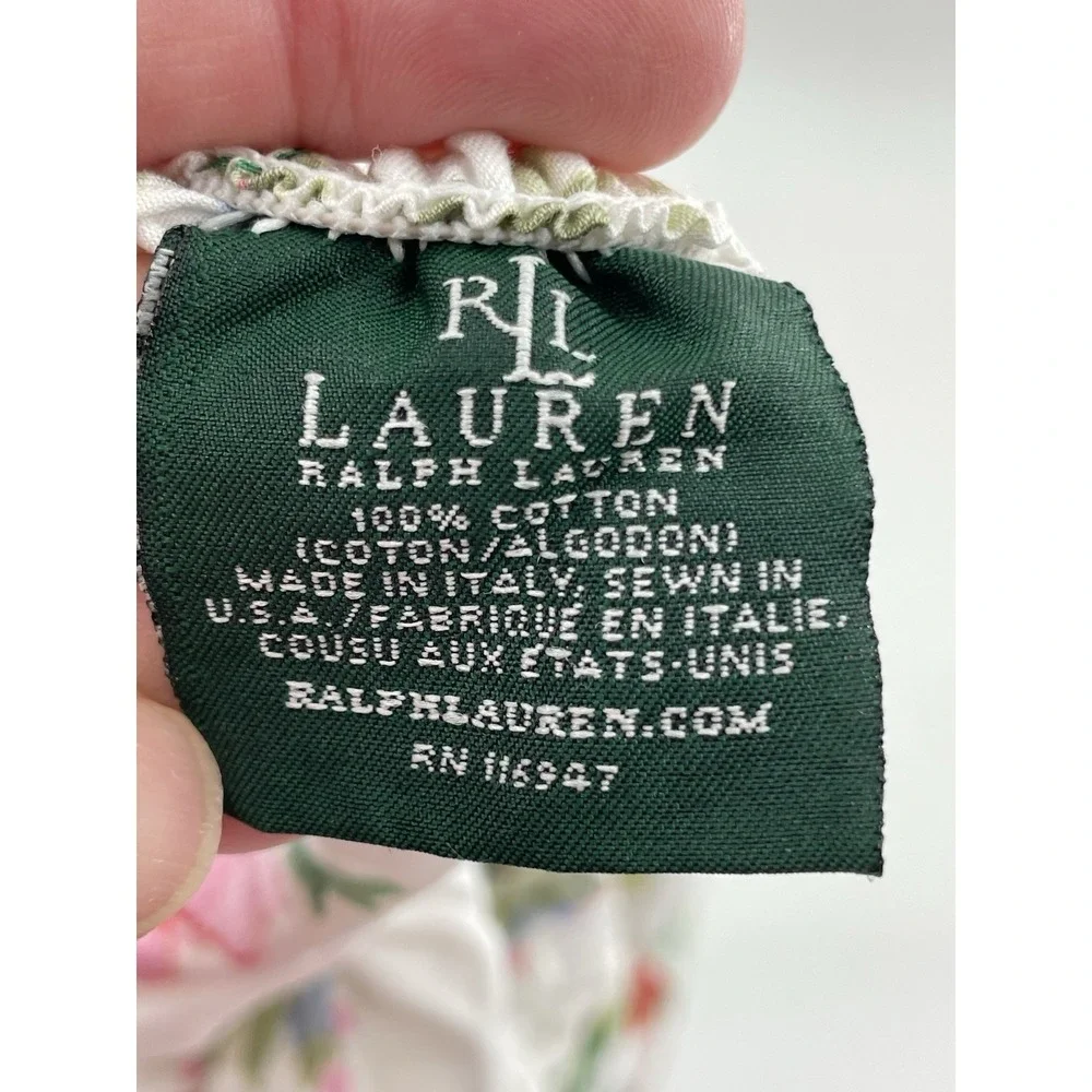 Vintage Ralph Lauren Belle Harbor Floral White Twin Fitted Sheet made in Italy